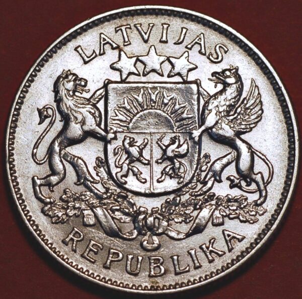 Latvia 2 Lati 1926  Silver Coin  