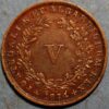 Portugal 5 Reis 1874 Luiz I KM# 513 copper coin - Image 2