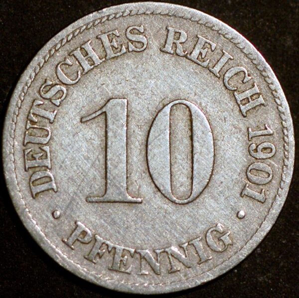 Germany Empire 10 Pfennig 1901 D Wilhelm II KM# 12