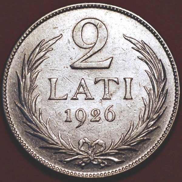 Latvia 2 Lati 1926  Silver Coin   - Image 2