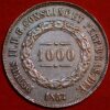Brazil 1000 Reis 1857 Pedro II Silver KM# 465