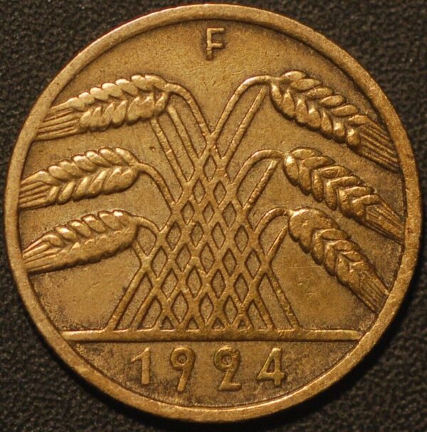 Germany Weimar Republic 10 Reichspfennig 1924 F KM# 40 - Image 2