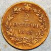 Italian States 2 Centesimi 1862 M Vittorio Emanuele II King