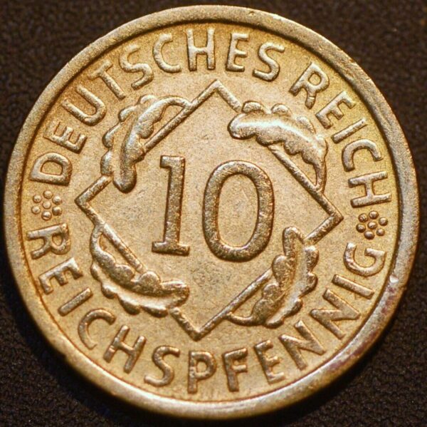 Germany Weimar Republic 10 Reichspfennig 1933 G KM#40