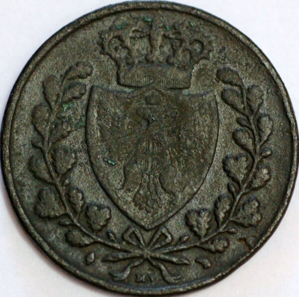 Italian States Kingdom of Sardinia 5 Centesimi 1826 Carlo Felice KM# 127 - Image 2