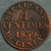 Swiss Cantons GENEVA 4 Centimes 1839 KM# 127