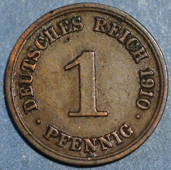 Germany 1 Pfennig 1910 G Wilhelm II KM# 10