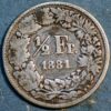 Switzerland 1/2 Franc 1881 B KM# 23