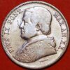 1865 R 20 Baiocchi silver Pivs IX Papal States Italy KM# 1360a