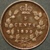 Canada 5 Cents 1890 H Victoria Queen silver KM#2