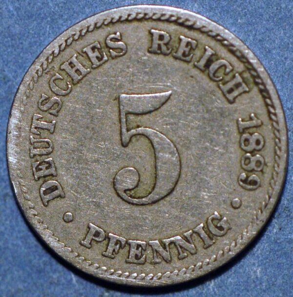 Germany Empire 5 Pfennig 1889 J KM# 3