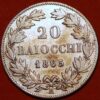 1865 R 20 Baiocchi silver Pivs IX Papal States Italy KM# 1360a - Image 2