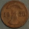 Germany Weimar Republic 1 Reichspfennig 1930 E KM# 37 - Image 2