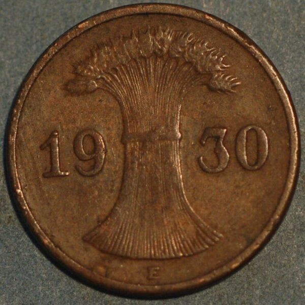 Germany Weimar Republic 1 Reichspfennig 1930 E KM# 37 - Image 2