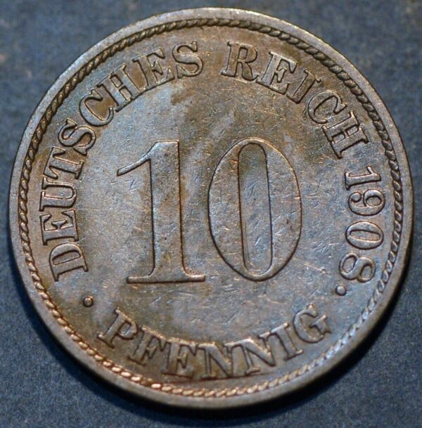 Germany Empire 10 Pfennig 1908 G Wilhelm II KM# 12