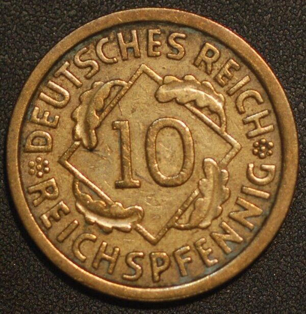 Germany Weimar Republic 10 Reichspfennig 1931 A KM# 40 - Image 2