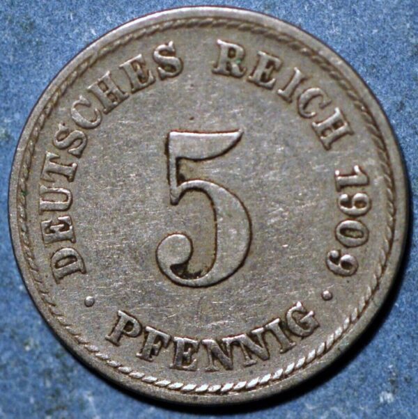Germany Empire 5 Pfennig 1909 F KM# 11
