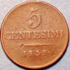 Italy Regno Lombardo Veneta 5 Centesimi 1839 Ferdinando I C#14.1 (A466)
