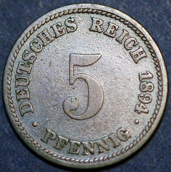 Germany Empire 5 Pfennig 1894 D KM# 11