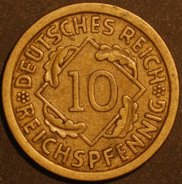 Germany Weimar Republic 10 Reichspfennig 1930 F KM# 40 - Image 2