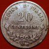 20 Centesimi 1863 Vittorio Emanuele II silver KM#13 Italy  - Image 2