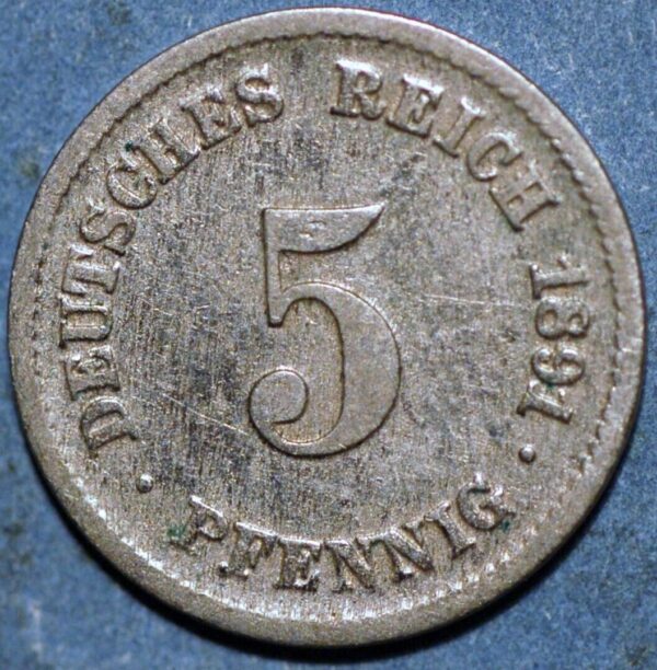 Germany Empire 5 Pfennig 1891 F KM# 11