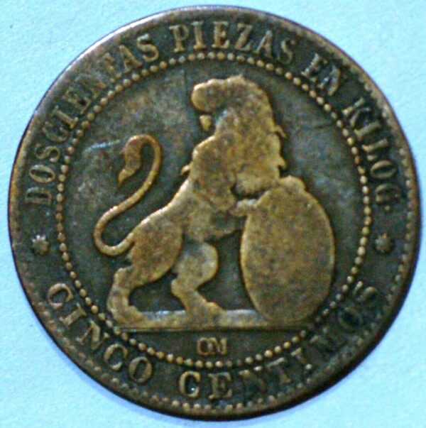 Spain 5 Centimos 1870 Provisional Government KM# 662