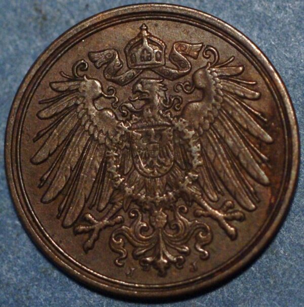 Germany 1 Pfennig 1904 J Wilhelm II KM# 10 - Image 2