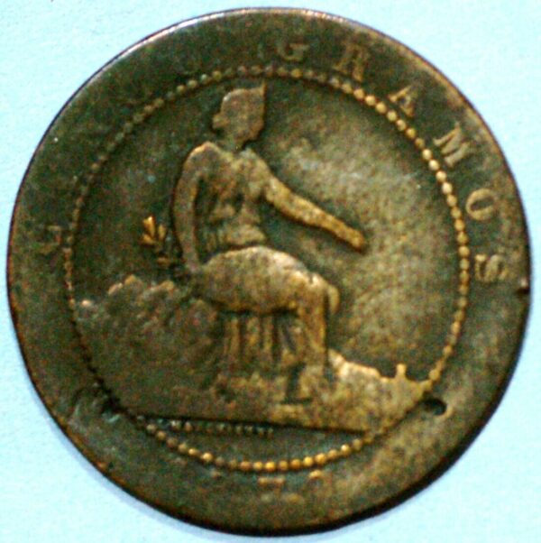 Spain 5 Centimos 1870 Provisional Government KM# 662 - Image 2