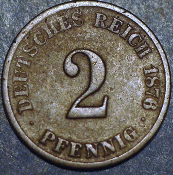 Germany 2 Pfennig 1876 G Wilhelm I KM# 2