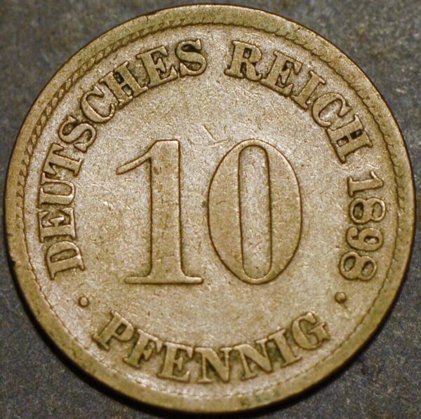 Germany Empire 10 Pfennig 1898 D Wilhelm II KM# 12