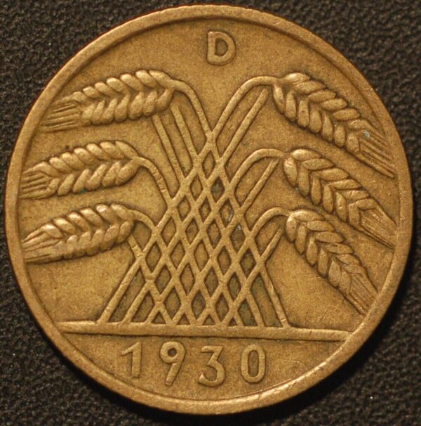 Germany Weimar Republic 10 Reichspfennig 1930 D KM# 40 - Image 2