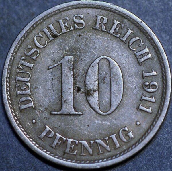 Germany Empire 10 Pfennig 1911 F Wilhelm II KM# 12