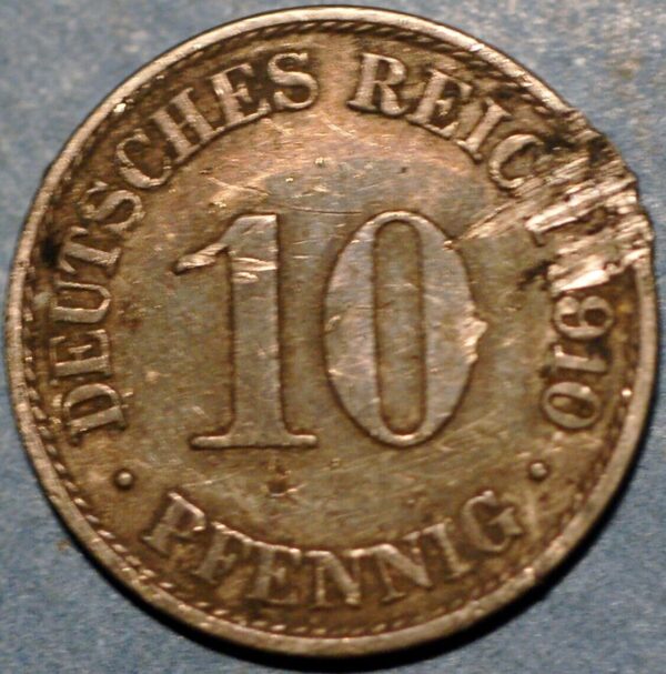 Germany Empire 10 Pfennig 1910 A Wilhelm II KM# 12