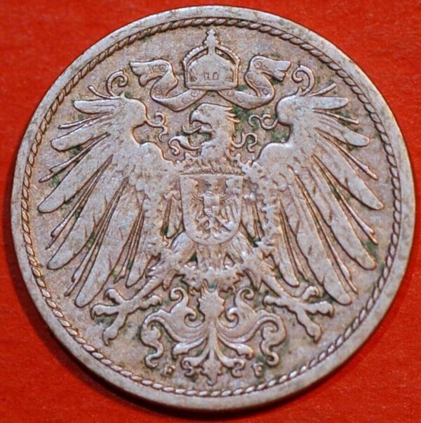 Germany Empire 10 Pfennig 1900 F Wilhelm II KM# 12 - Image 2