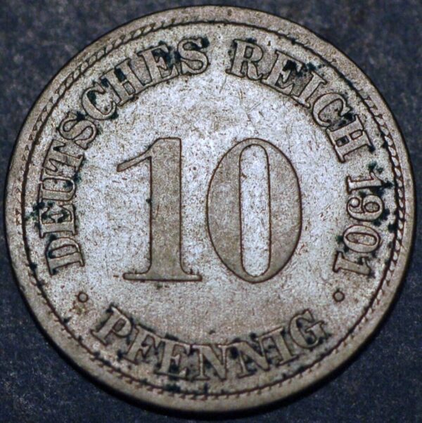 Germany Empire 10 Pfennig 1901 G Wilhelm II KM# 12