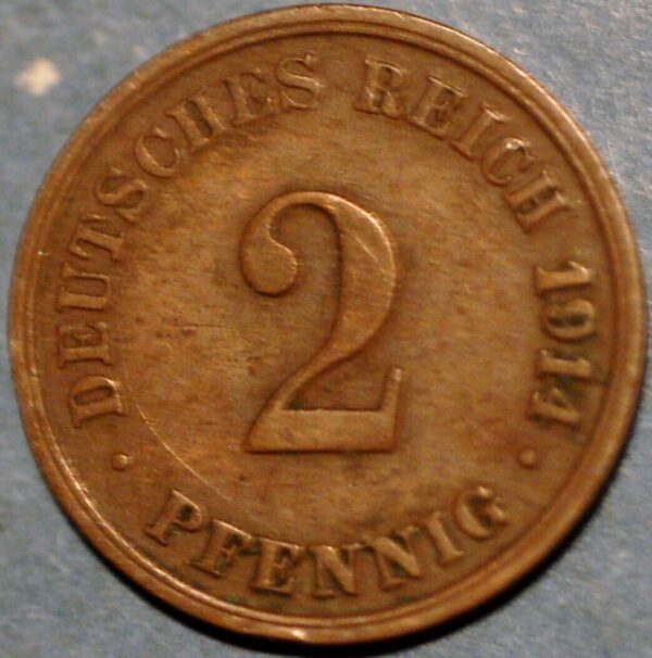 Germany 2 Pfennig 1914 G Wilhelm II KM# 16