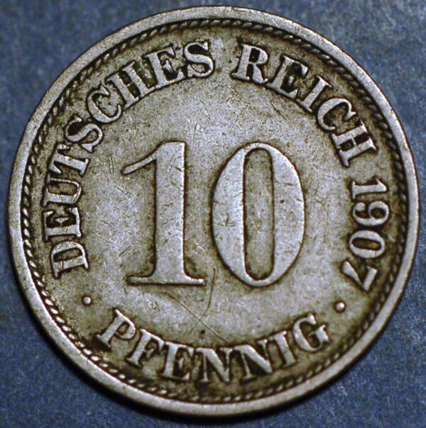 Germany Empire 10 Pfennig 1907 F Wilhelm II KM# 12