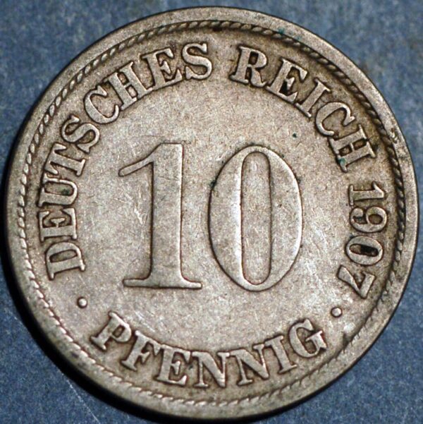 Germany Empire 10 Pfennig 1907 F Wilhelm II KM# 12