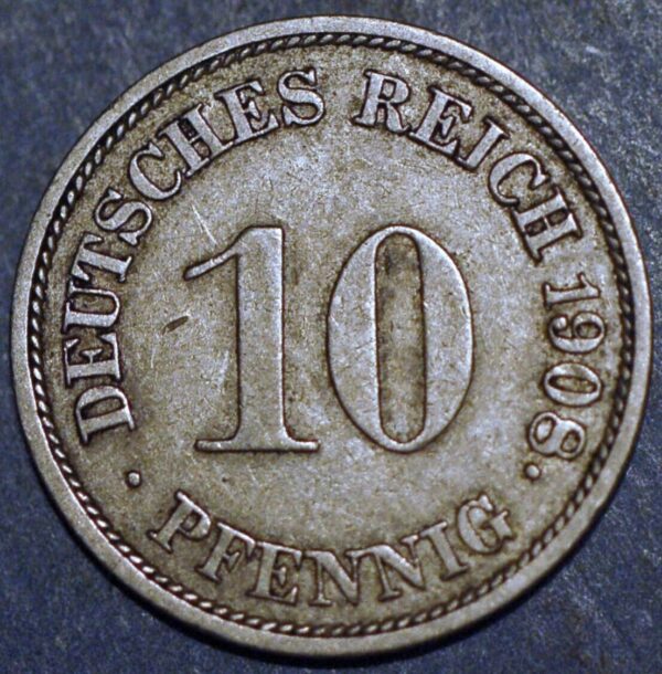 Germany Empire 10 Pfennig 1908 G Wilhelm II KM# 12