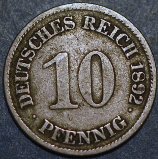 Germany Empire 10 Pfennig 1892 E Wilhelm II KM# 12