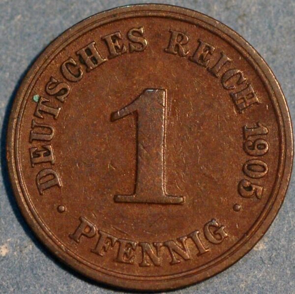 Germany 1 Pfennig 1905 G Wilhelm II KM# 10