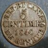 Swiss Cantons GENEVA 5 Centimes 1840 KM#131
