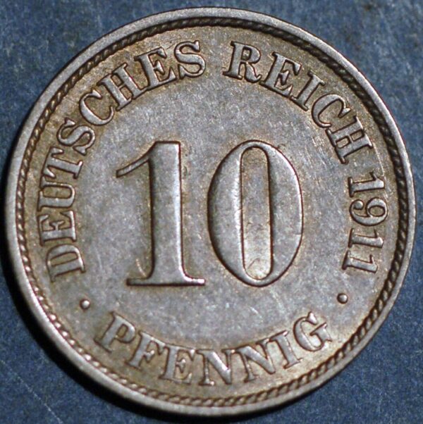 Germany Empire 10 Pfennig 1911 J Wilhelm II KM# 12