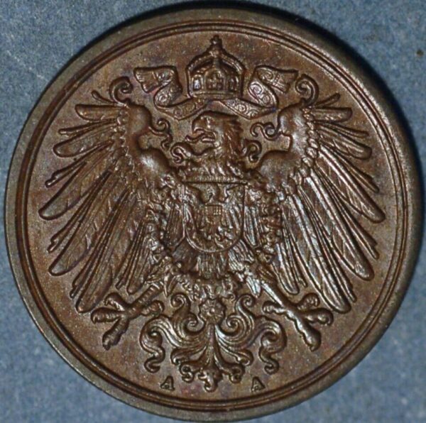 Germany 1 Pfennig 1908 A Wilhelm II KM# 10 - Image 2