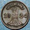 Germany Weimar Republic 2 Reichspfennig 1924 F KM# 38 - Image 2