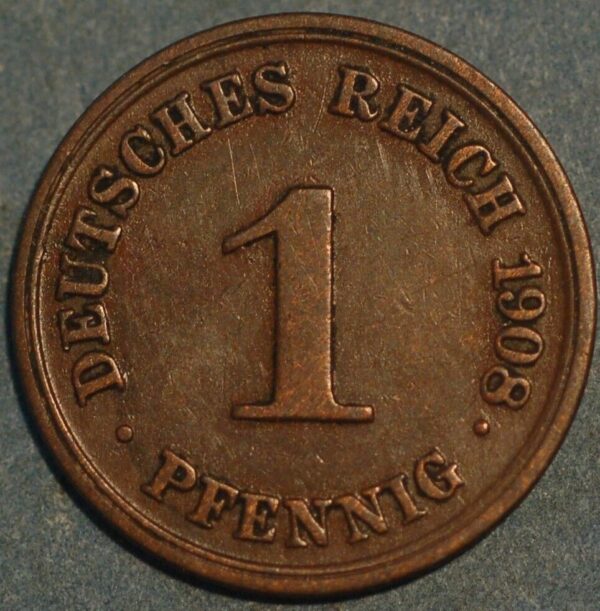 Germany 1 Pfennig 1908 D Wilhelm II KM# 10