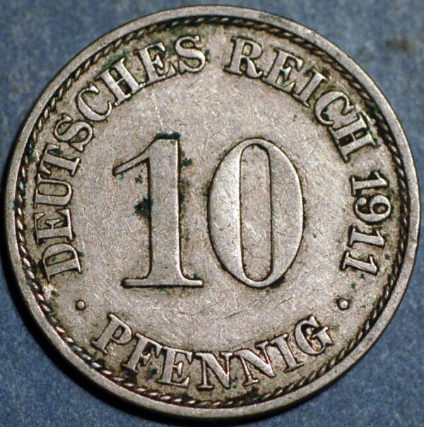 Germany Empire 10 Pfennig 1911 A Wilhelm II KM# 12