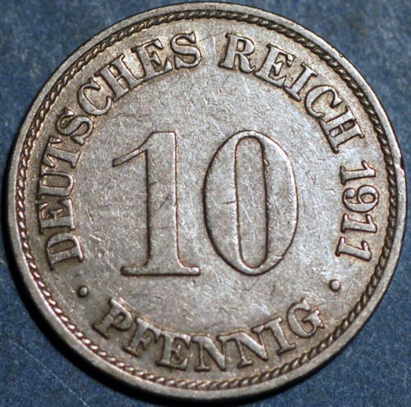 Germany Empire 10 Pfennig 1911 G Wilhelm II KM# 12