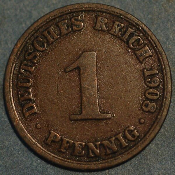 Germany 1 Pfennig 1908 A Wilhelm II KM# 10